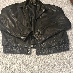 REAL LATHER black mens large jacket